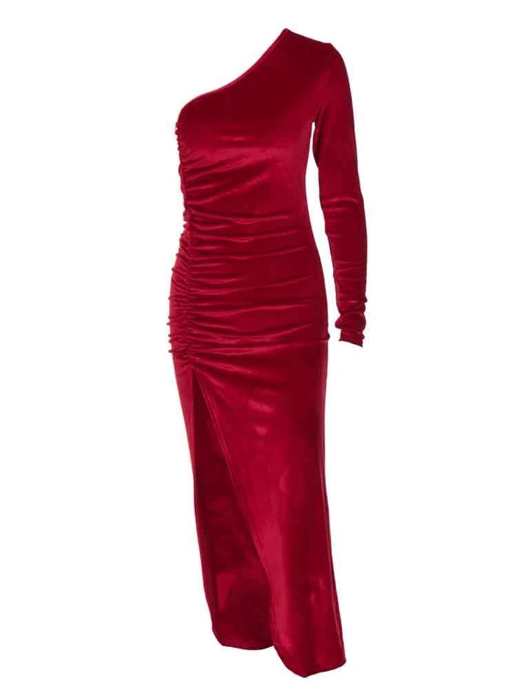 Angelina | Long Sleeve Velvet Bodycon Dress