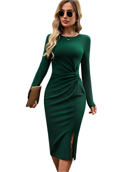 Ophelia | Long Sleeves O-Neck Split Dress