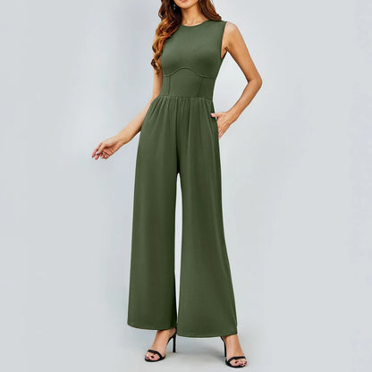 Nalani | Sleeveless Tank Top Wide Leg Pants Romper