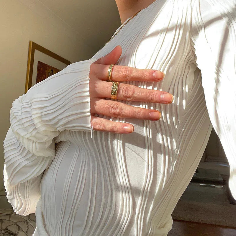 Amanda | Ruched Long Sleeve T-shirt Blouse