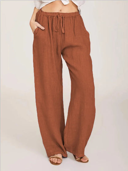 Summer and Autumn New Casual Women's Wear in Europe, America, and Europe Large Loose Cotton Hemp Casual Pants - TrendHavenCo