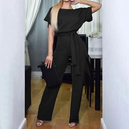 Alejandra | Short Sleeve Lace Up Jumpsuit