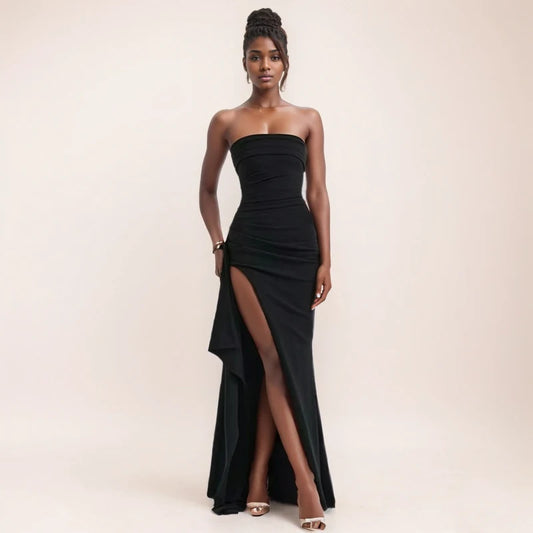 Amina | Slash Neck Strapless Party Evening Dress