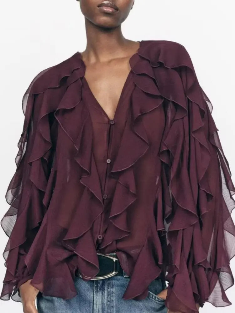 Briella | Loose Long Sleeve Layered Ruffles Blouses