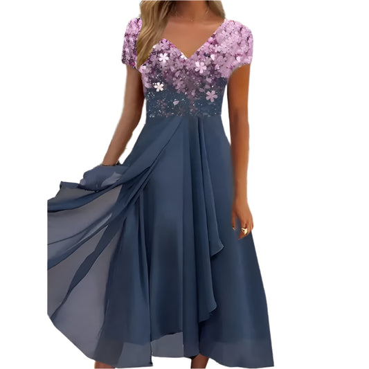 Olive | Chiffon Elegant Lace Patchwork Dress