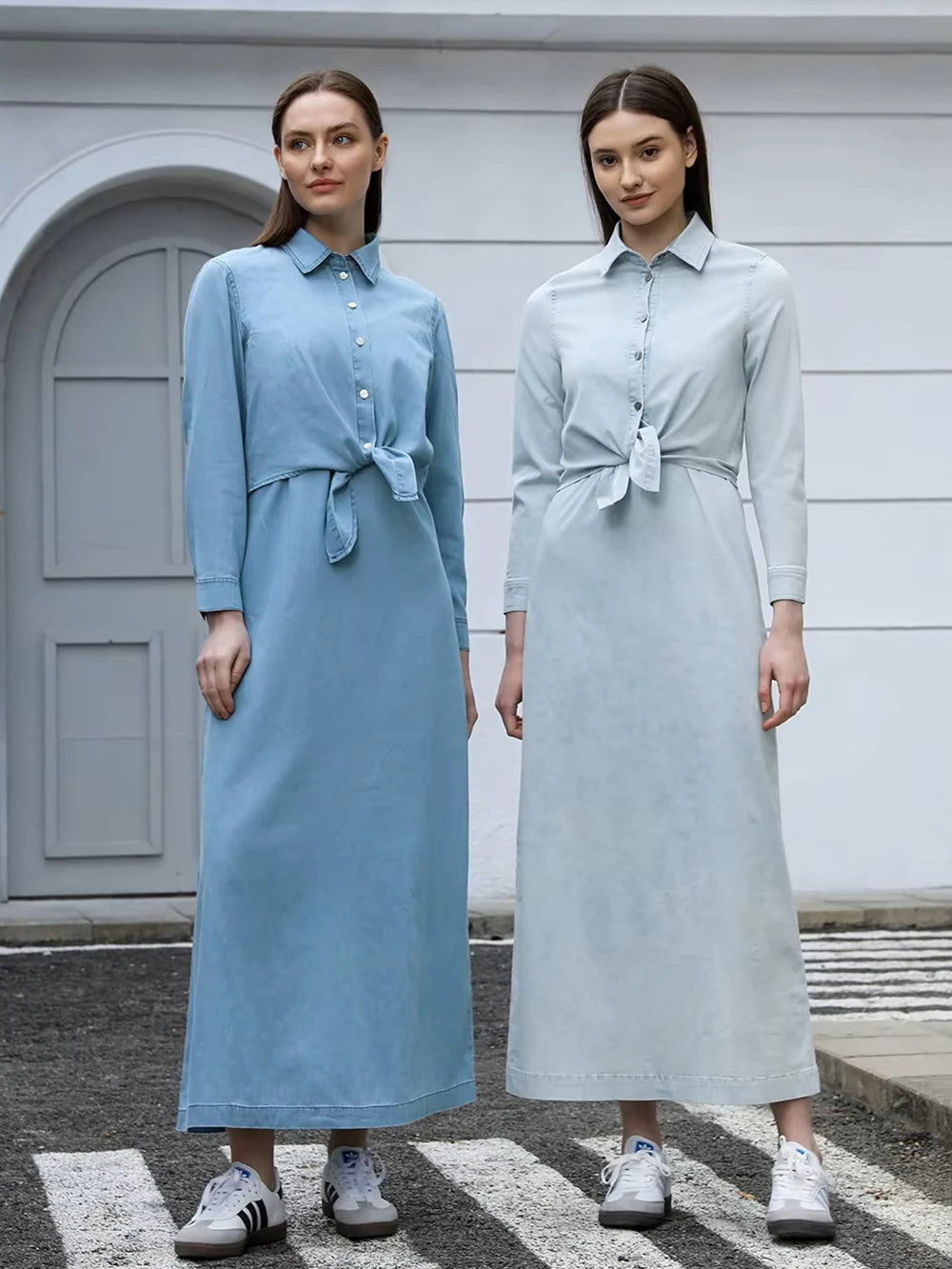 Mckenzie | Lightweight Denim Wrap Blouse & Slip Dress