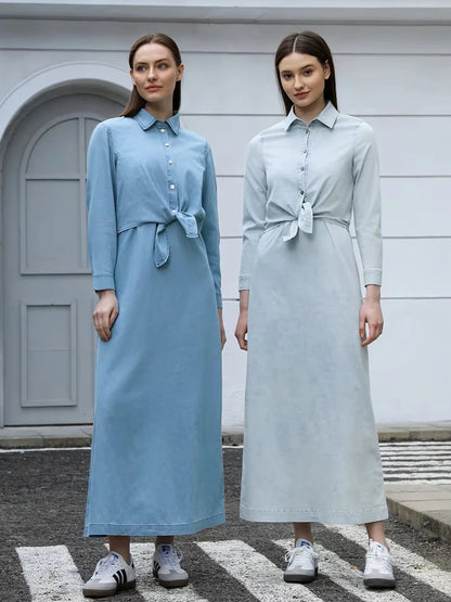 Mckenzie | Lightweight Denim Wrap Blouse & Slip Dress