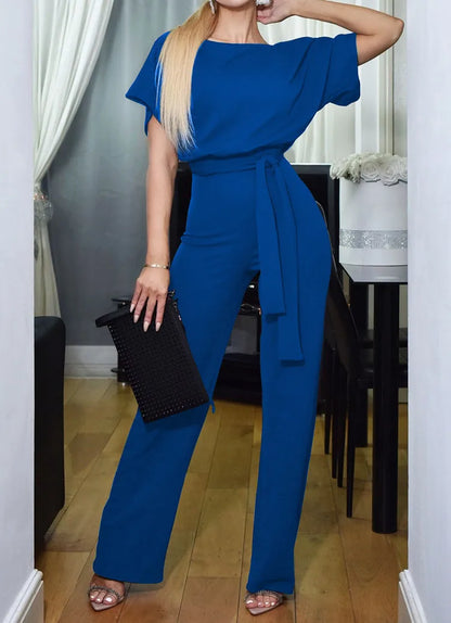 Alejandra | Short Sleeve Lace Up Jumpsuit