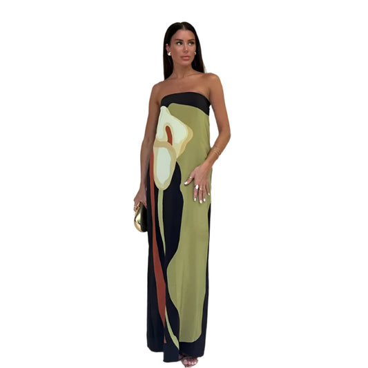 Rory | Sexy Strapless Backless Printed Long Dress