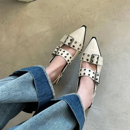 Bianca | Pointed Rivet Single Shoes