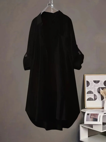 Sunny | Simple Solid Color Long Shirt Blouse