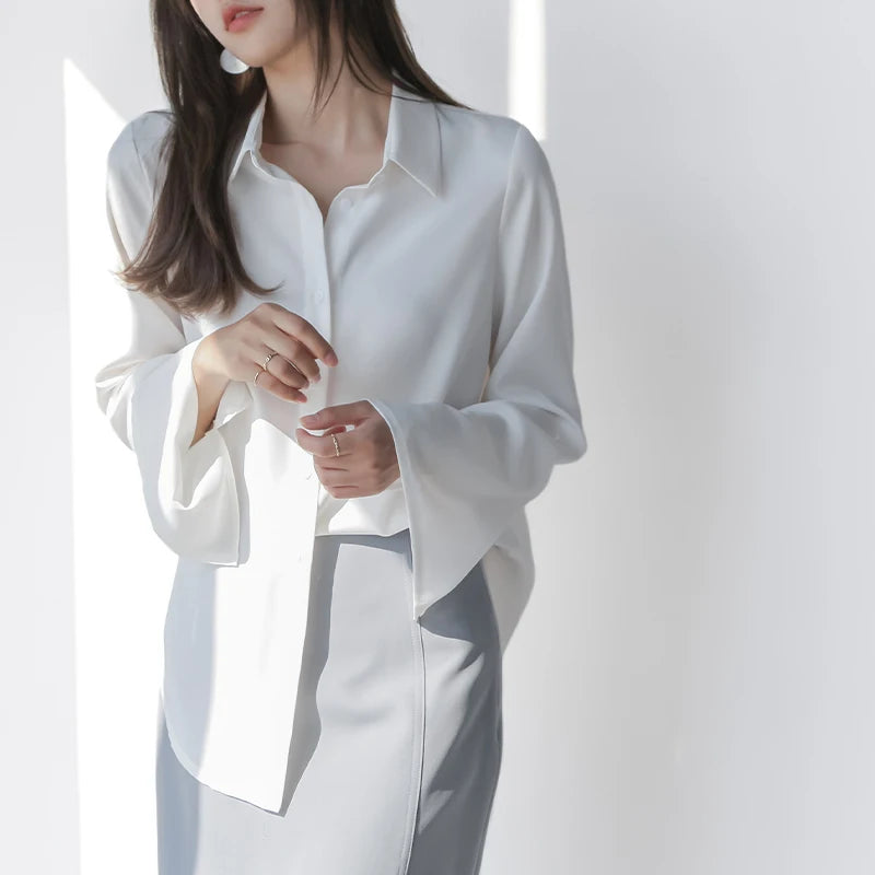 Venice | Chiffon Blouse Long Flare Sleeve - TrendHavenCo