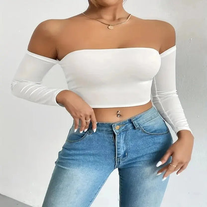 Skye | Off Shoulder Long Sleeve Crop Top