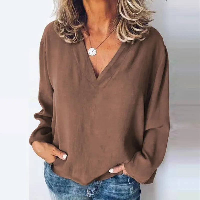 Marie | Loose Stitching V-neck Pullover - TrendHavenCo