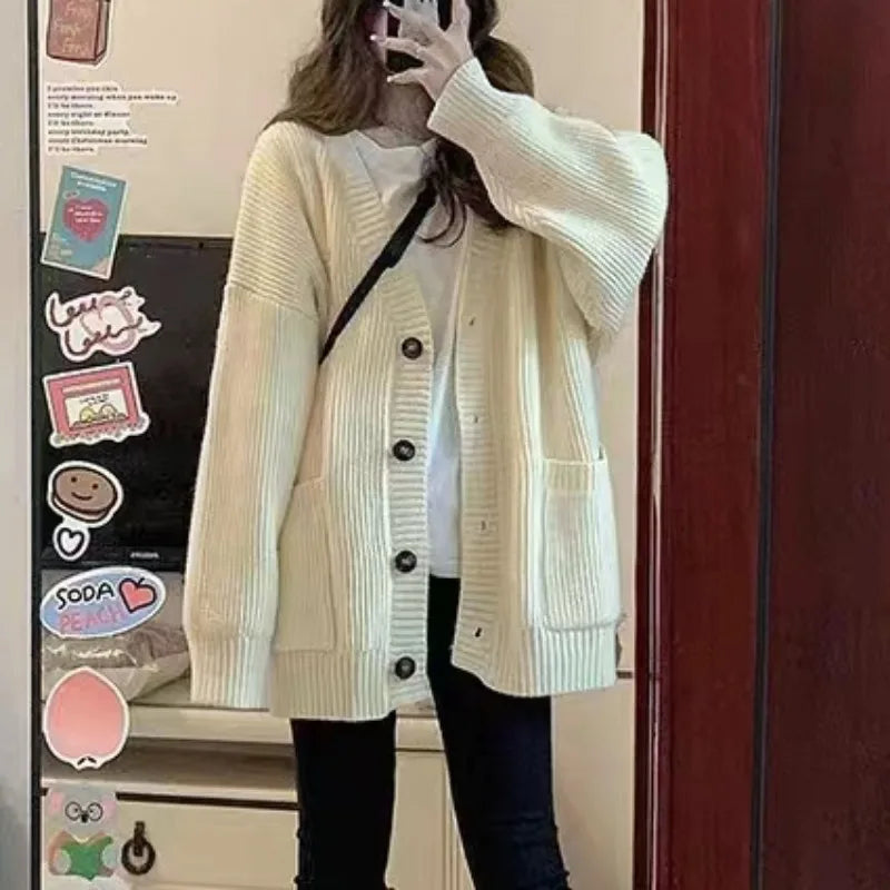 Sara | Long Sleeve V-neck Loose Knitted Jackets