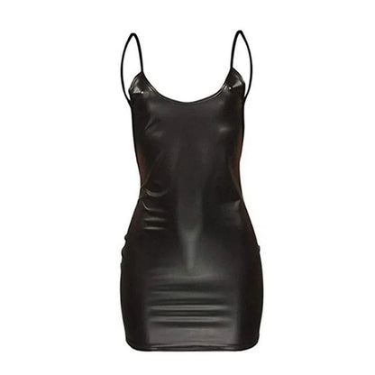 Alanna | Sexy Faux Leather Backless Dress
