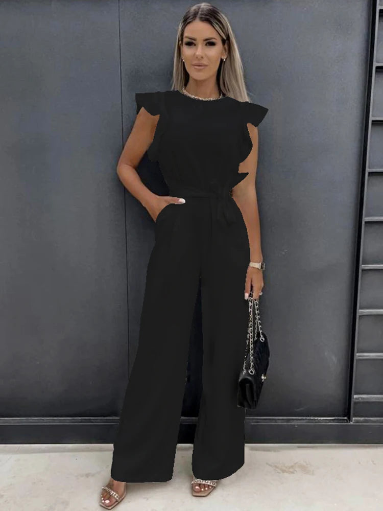 Arlette | Short Sleeve Wide Leg Jumpsuit