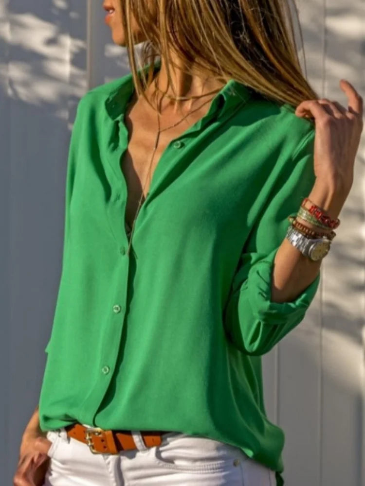 Charlotte | Chiffon Blouse Long Sleeve - TrendHavenCo