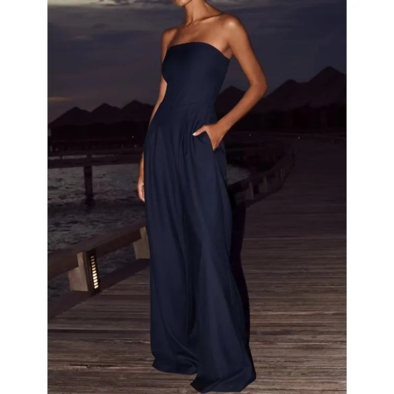 Remington | Strapless Loose Wide Legs Pants Romper