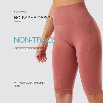 High Waist Sports Biker Shorts Women Naked Feeling Workout Push Up Leggings Tummy Control Yoga Running Fitness Gym Slim Pants - TrendHavenCo
