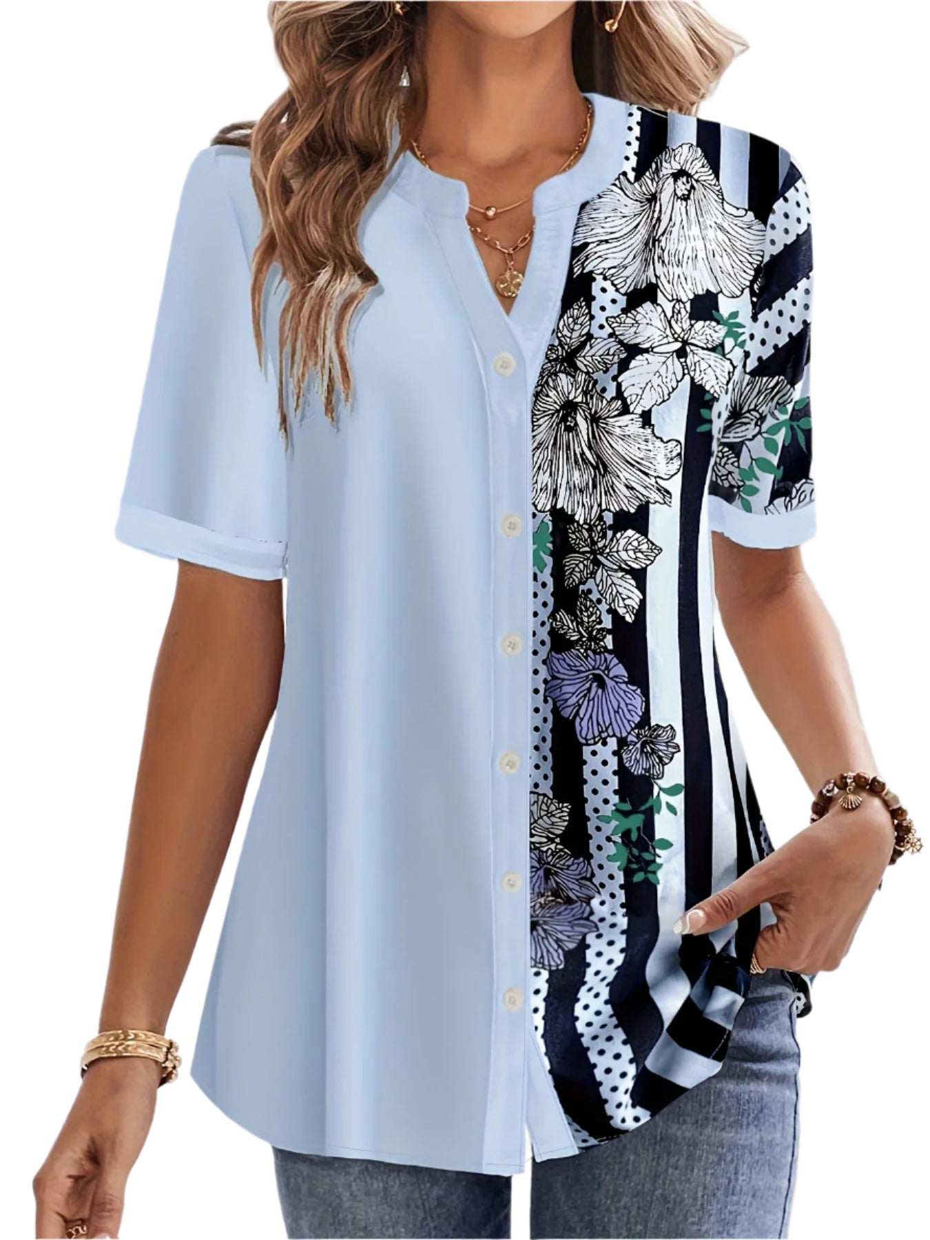 Matilda | Plus Size Striped Print Blouse