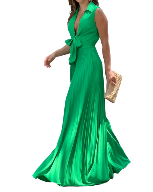 Margo | V Neck Sleeveless Lapel Wide Legs Romper