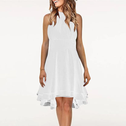 Regina | High Waist Sexy Cropped Layered Solid Halter Dress