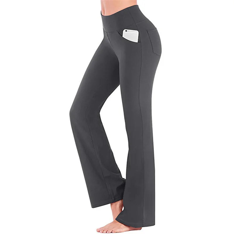 Elegant Women's Pants Palazzo Flared Wide Killer High Waist OL Ladies Career Long Trousers - TrendHavenCo