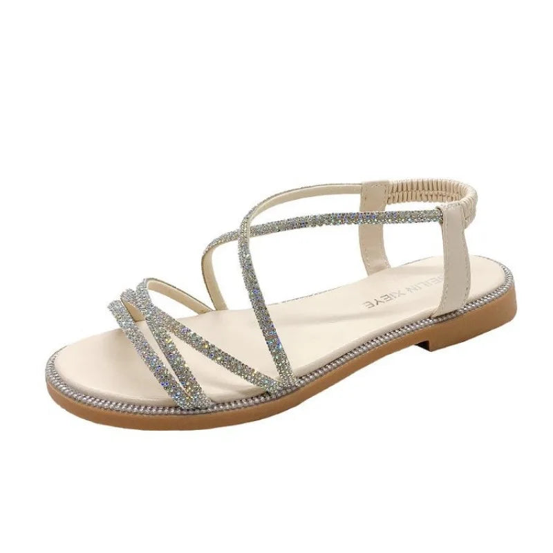Adelynn | Rhinestone Flat Sandals