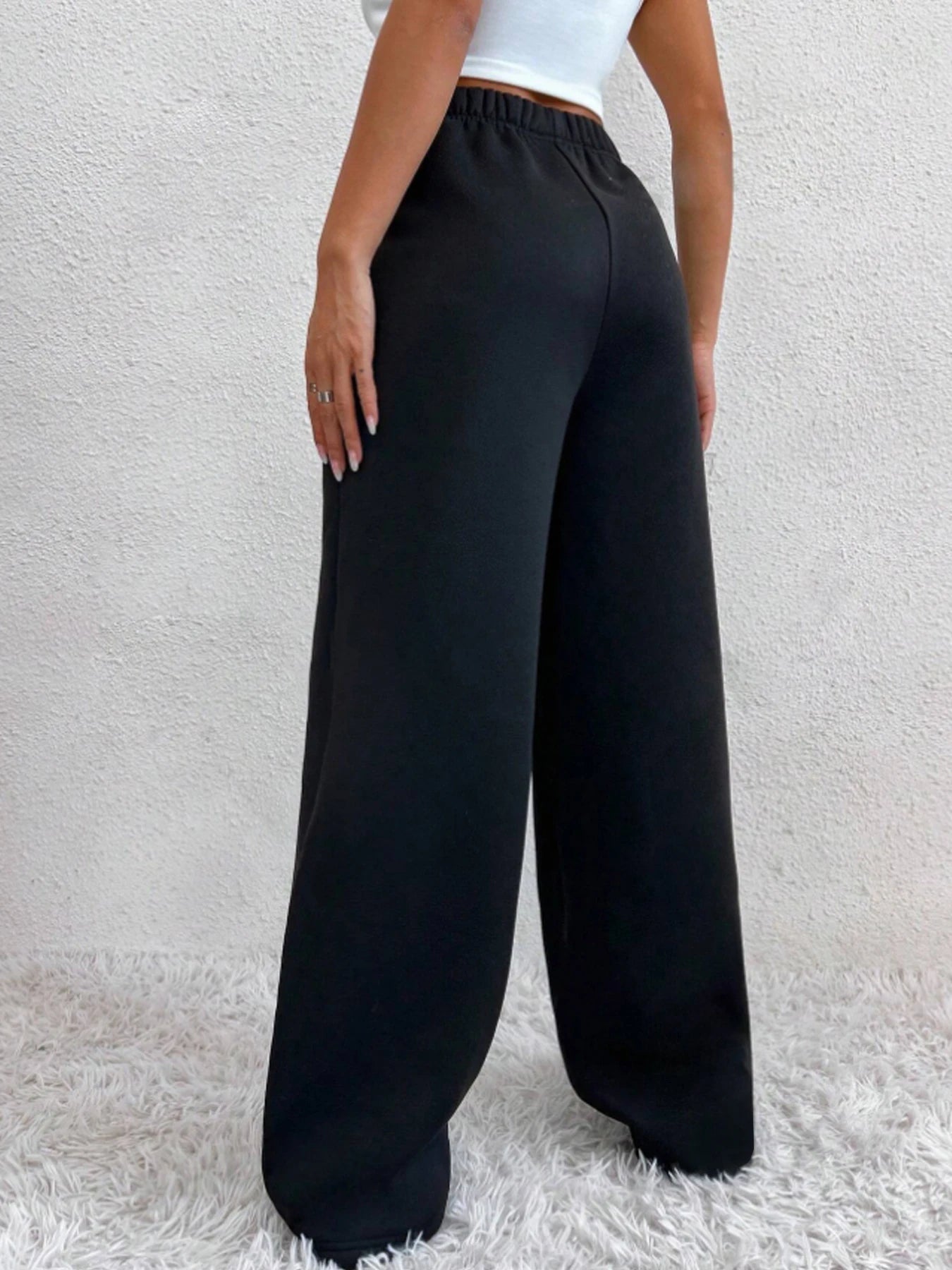 Autumn And Winter Women's Warm Pants Fleece Lined High Waist Casual Style Daily Wear With Pockets Jogging Sweatpants - TrendHavenCo
