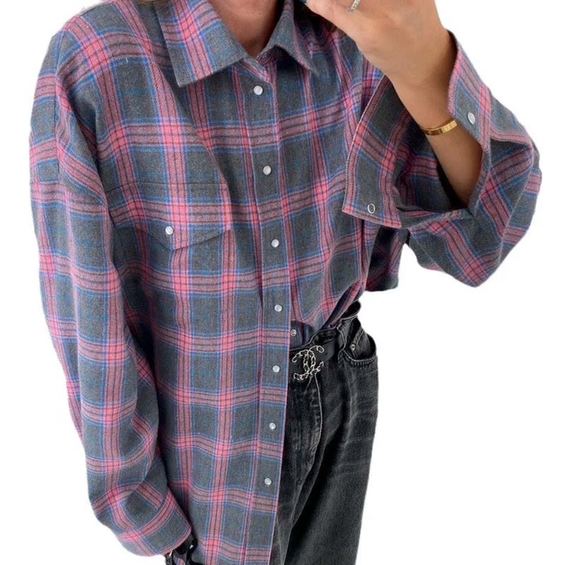 Emely | Long Sleeve Shirt Oversized Plaid Shirt
