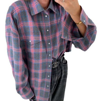 Emely | Long Sleeve Shirt Oversized Plaid Shirt