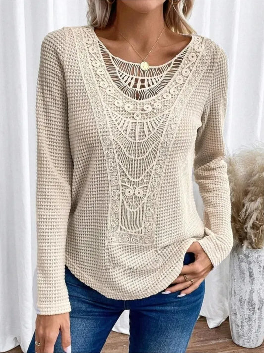 April | Lace Stitching Blouses - TrendHavenCo