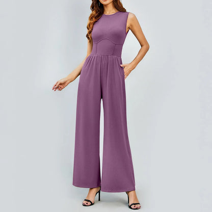 Nalani | Sleeveless Tank Top Wide Leg Pants Romper