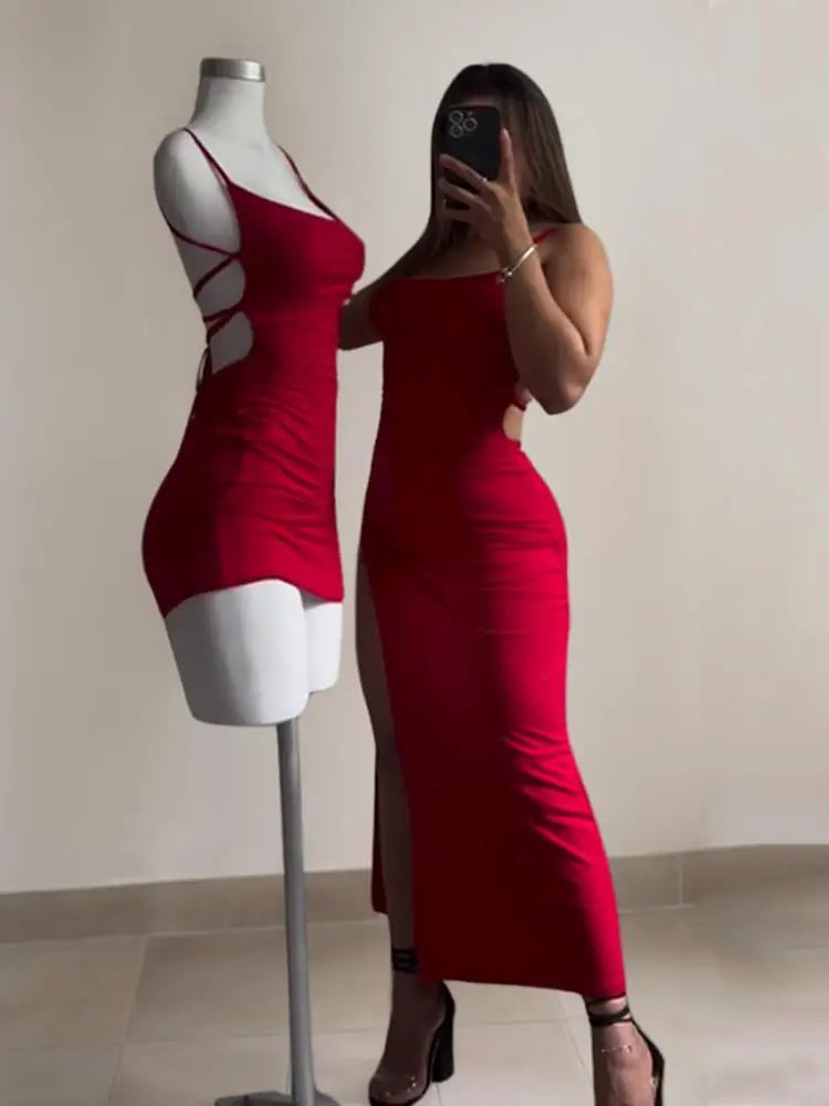 Ruby | Halter Strap Hip-Hugging Dress - TrendHavenCo