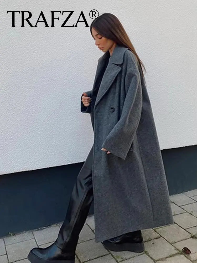 Ariella | Winter Coat Lapel Double Breasted Long Cardigan