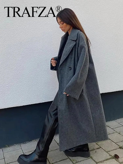 Ariella | Winter Coat Lapel Double Breasted Long Cardigan