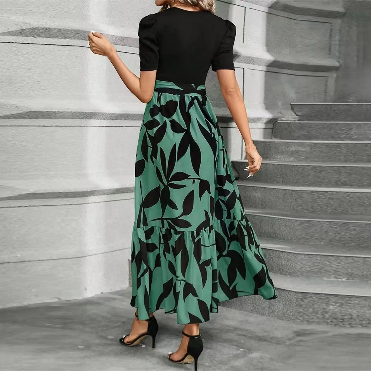 Amy | High Waist Floral Print Dress