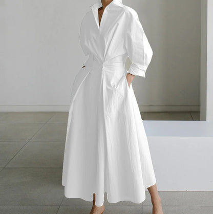 Teagan | Long Sleeve Dot Print Elegant Maxi Dress