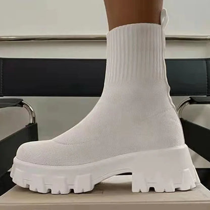 Elizabeth | Short Knitting Platform Boots - TrendHavenCo