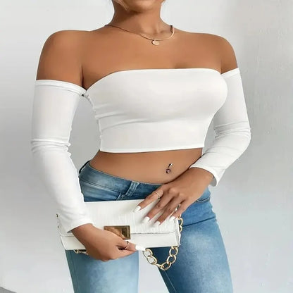 Skye | Off Shoulder Long Sleeve Crop Top