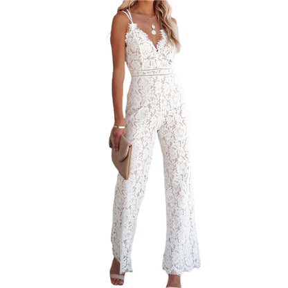 Nellie | Spaghetti Straps V Neck Jumpsuits