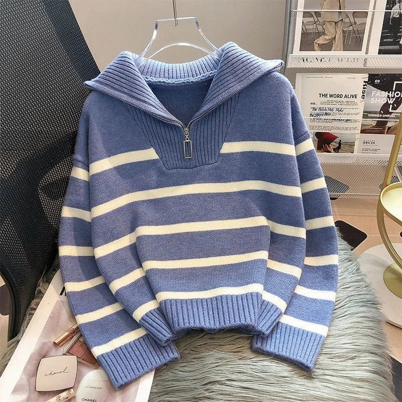 Wrenley | Zipper Stripe Underlay Pullover Sweater