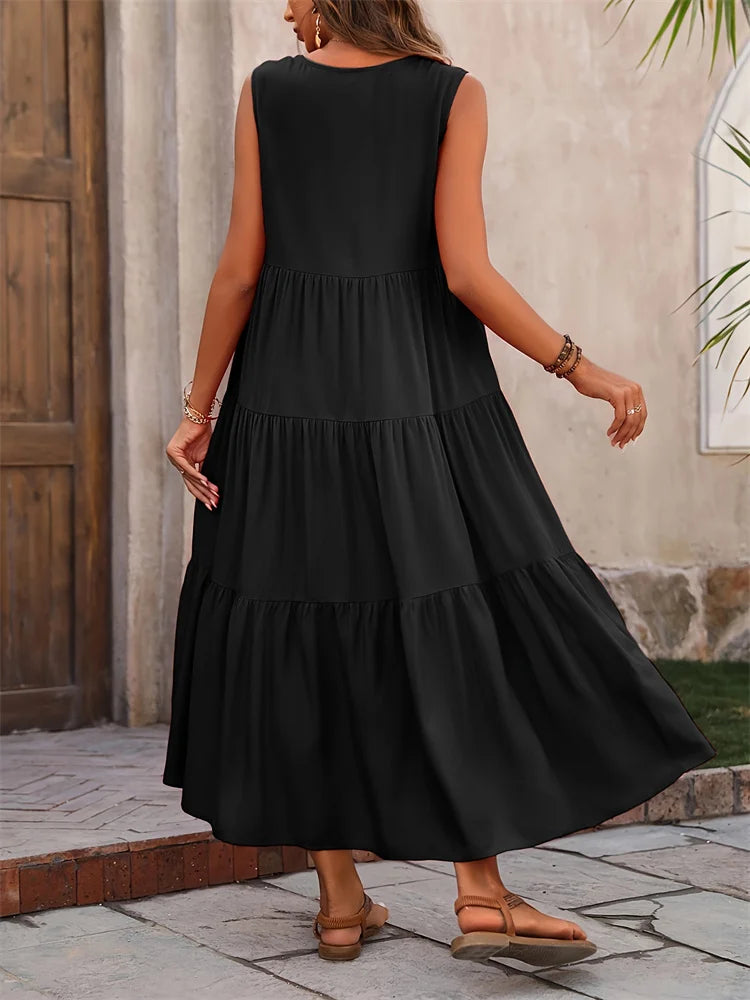 Milani | Beach Long V-neck Loose Dress