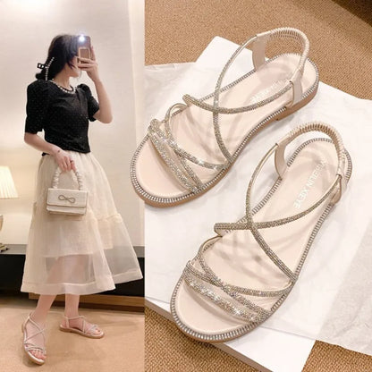 Adelynn | Rhinestone Flat Sandals