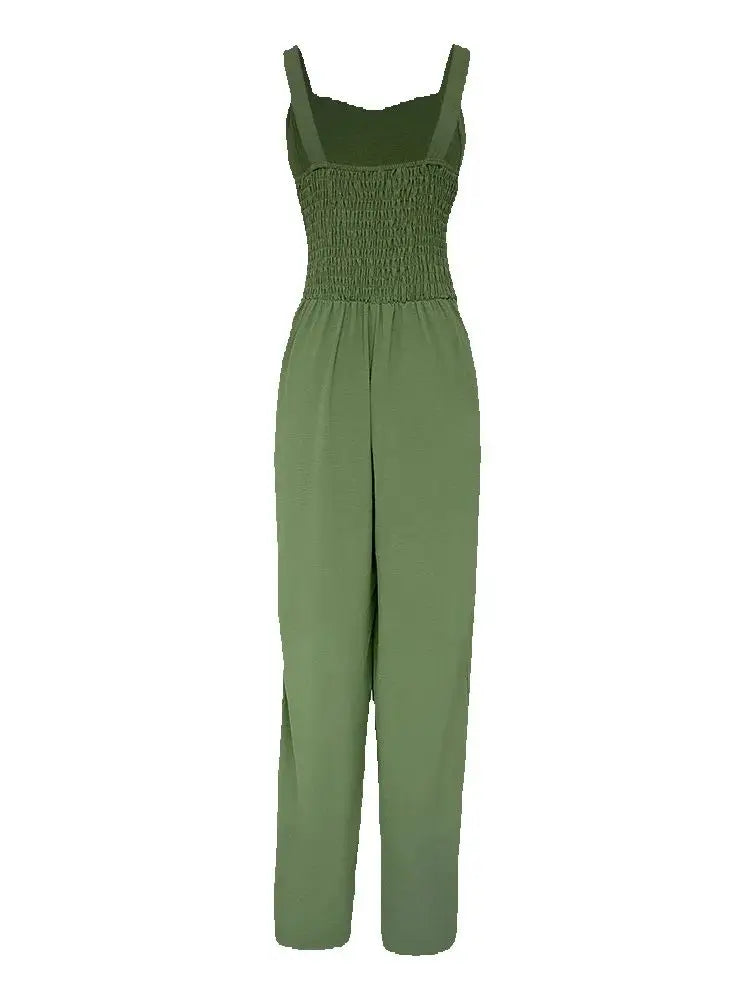 Aria | Square Neck Spaghetti Strap Wide Leg Jumpsuits