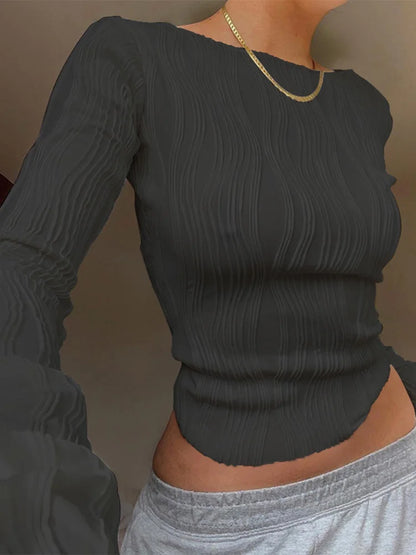 Amanda | Ruched Long Sleeve T-shirt Blouse