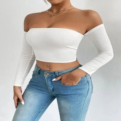 Skye | Off Shoulder Long Sleeve Crop Top
