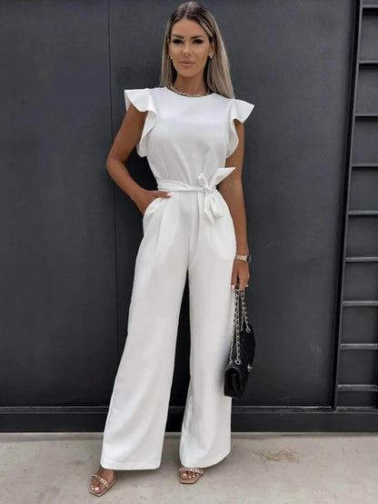 Arlette | Short Sleeve Wide Leg Jumpsuit