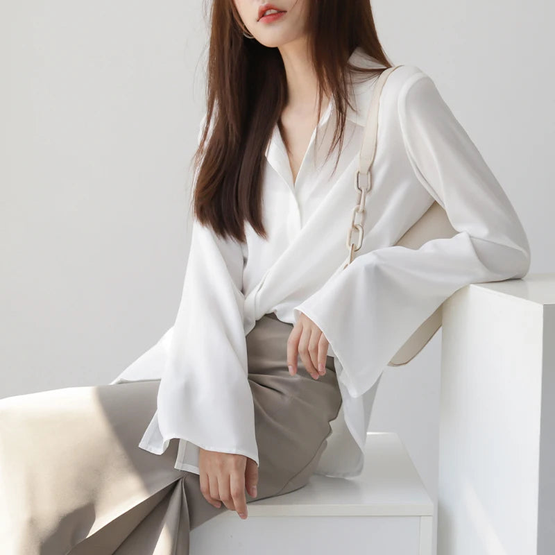 Venice | Chiffon Blouse Long Flare Sleeve - TrendHavenCo